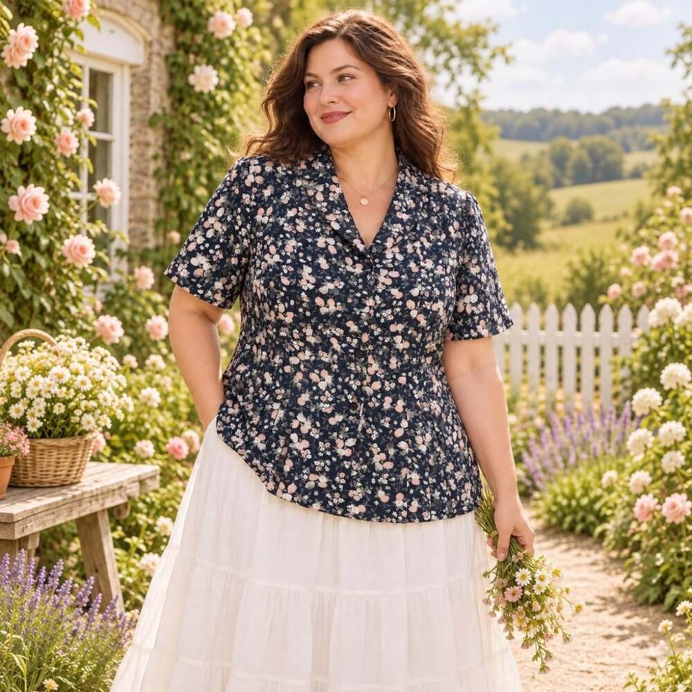 Danny & Nicole Floral Jacket Size 16W Navy Pink Short Sleeve